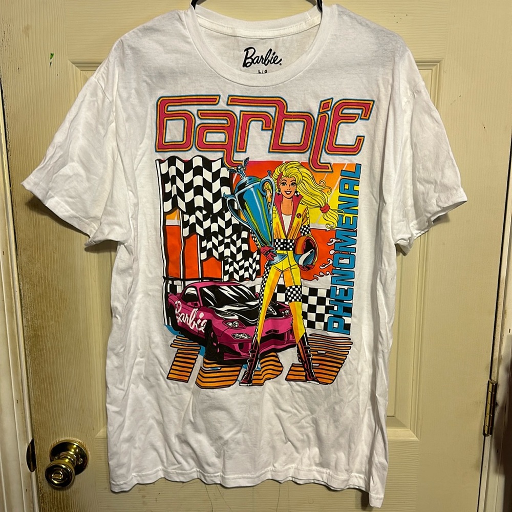 NWOT Racing Barbie Graphic T Shirt